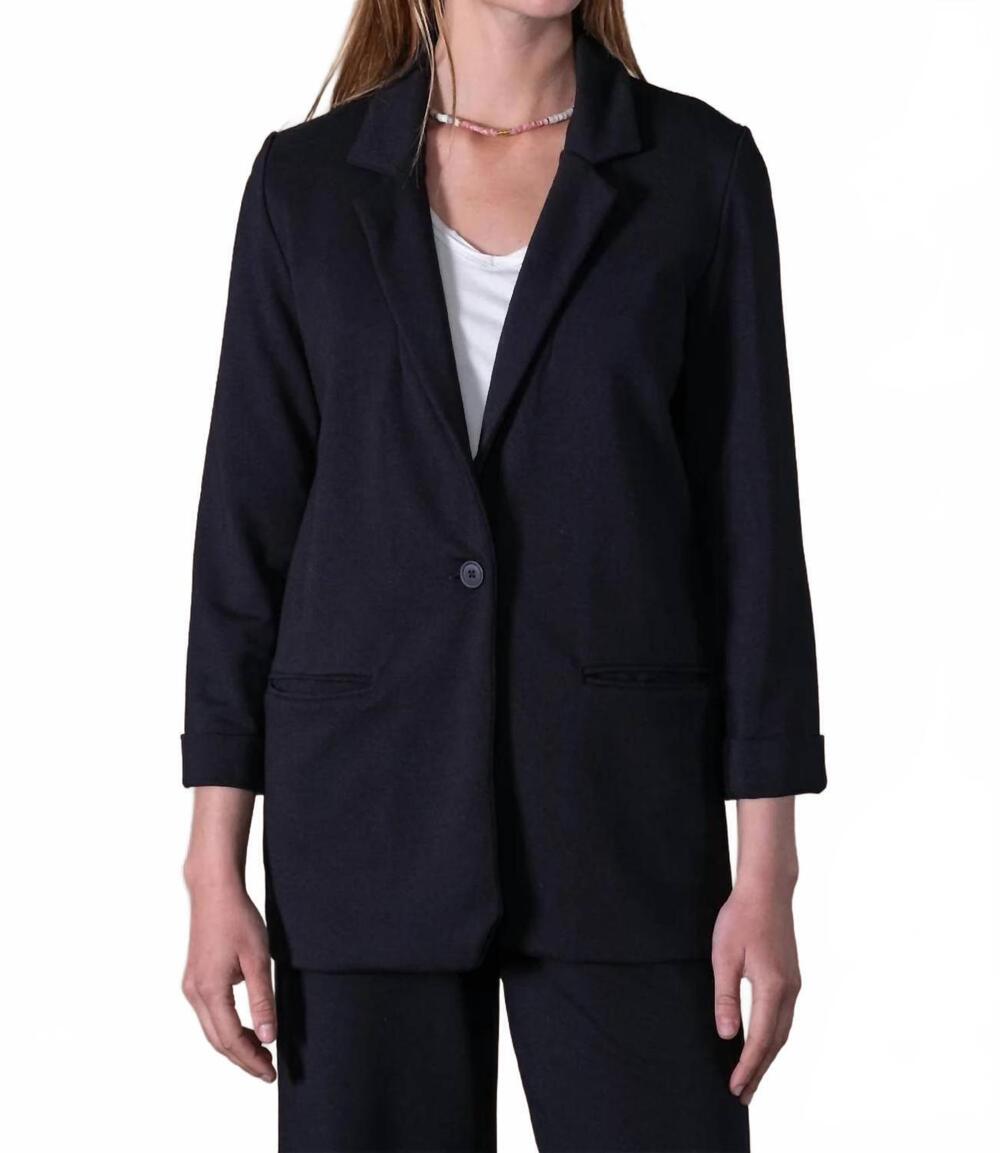 NEW ANONYM APPAREL leonie boyfriend french terry blazer in noir